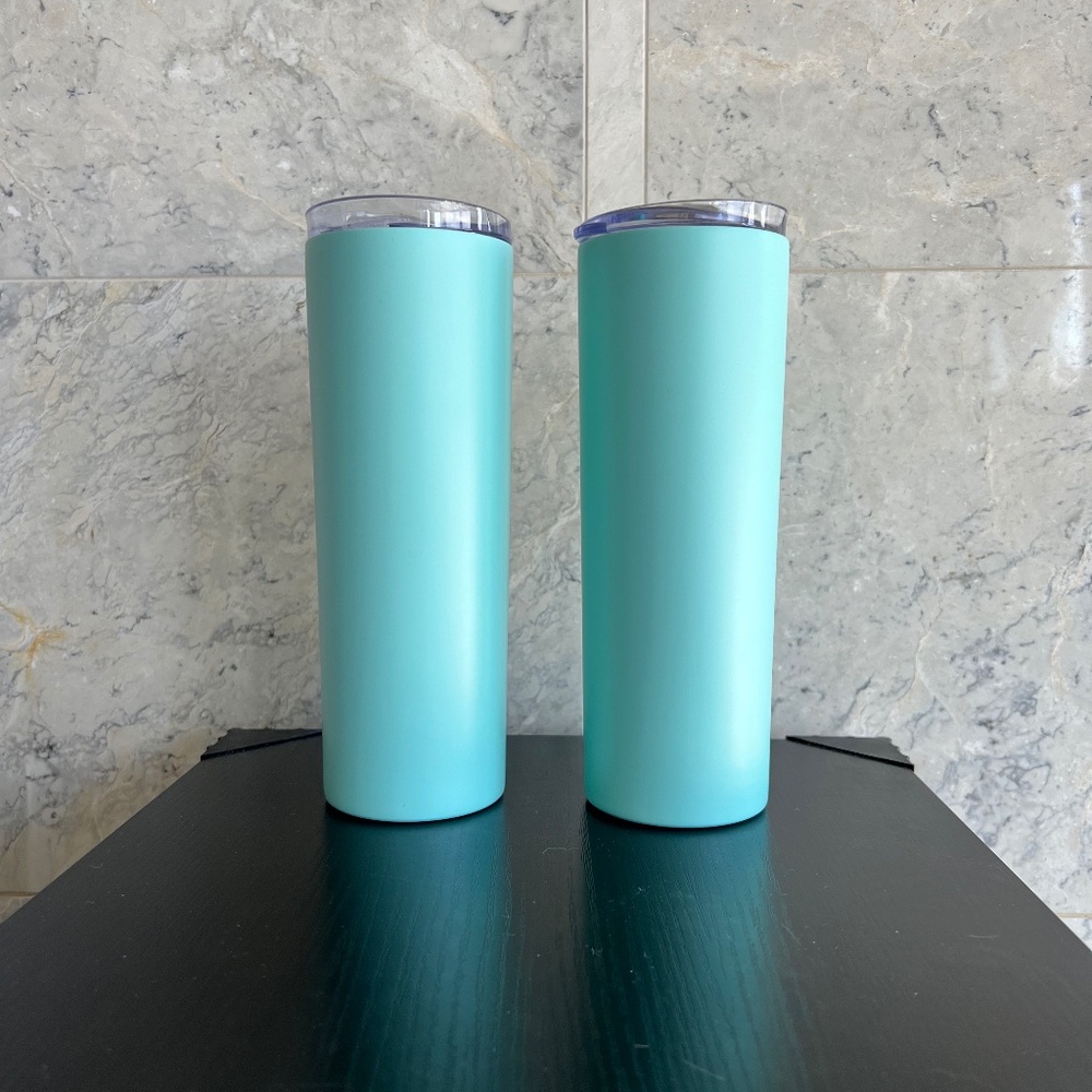 STRATA CUPS Teal Skinny Tumbler with Lid and Straw (8 Pack ) - 20 Oz